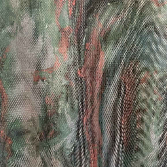 Mesh Mock Neck Long Sleeved Tie-Dye Green Bodysuit - Picture 4 of 4